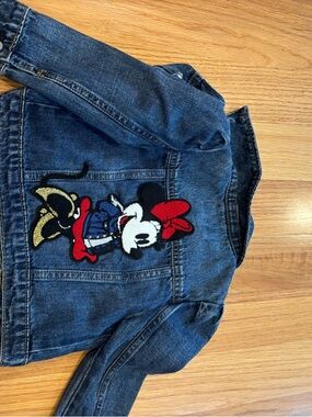 GAP Denim Kids Jacket with Minnie Embroidered Patch and Red Bow